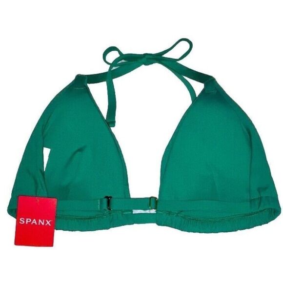 Spanx Women Sz Large Triangle Bikini Swim Top Mystic Green - Picture 2 of 9